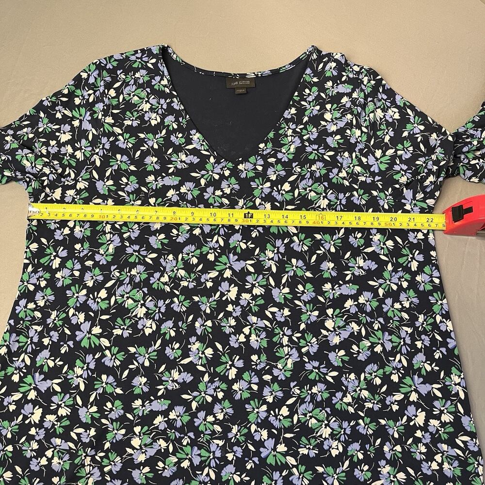 J Jill LT Large Tall Shirt Top Floral V Neck 3/4 Ruffle Sleeve Stretch - Picture 5 of 8
